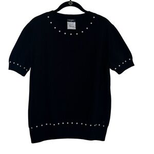 CHANEL Crew Neck Sweater with Faux Pearl Accents - made in France  Euro sz 40